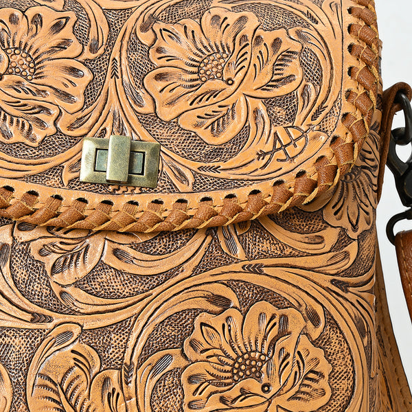 ADBG1496 American Darling Hand-Tooled Leather Crossbody Bag | Floral Carved Western Purse