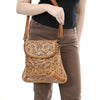 ADBG1496 American Darling Hand-Tooled Leather Crossbody Bag | Floral Carved Western Purse