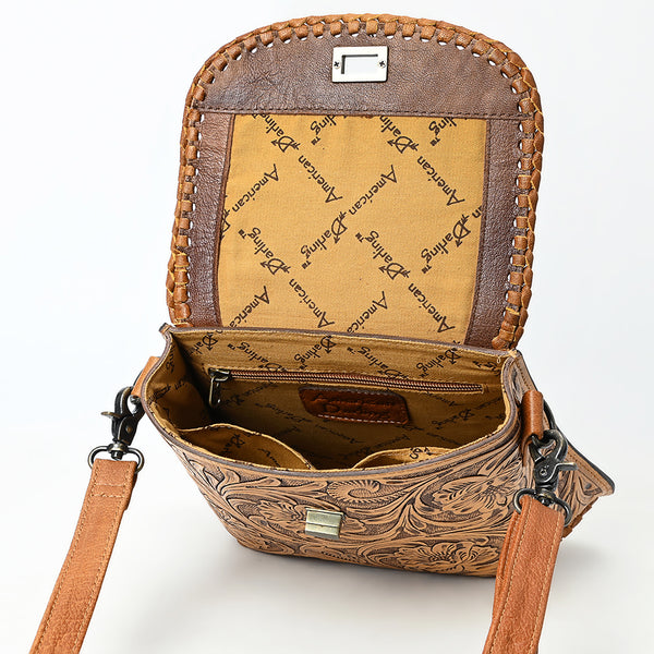 ADBG1496 American Darling Hand-Tooled Leather Crossbody Bag | Floral Carved Western Purse
