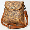 ADBG1496 American Darling Hand-Tooled Leather Crossbody Bag | Floral Carved Western Purse