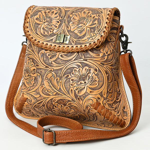 ADBG1496 American Darling Hand-Tooled Leather Crossbody Bag | Floral Carved Western Purse