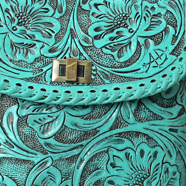 ADBG1496 American Darling Hand-Tooled Leather Crossbody Bag | Floral Carved Western Purse
