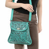 ADBG1496 American Darling Hand-Tooled Leather Crossbody Bag | Floral Carved Western Purse