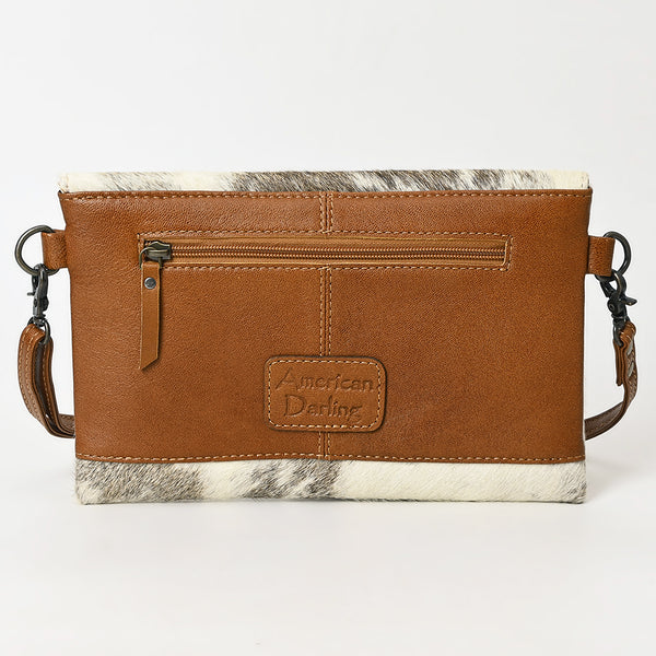 ADBG1497 American Darling Hair-on Cowhide Leather Envelope Bag | Hand-Tooled Floral Western Crossbody