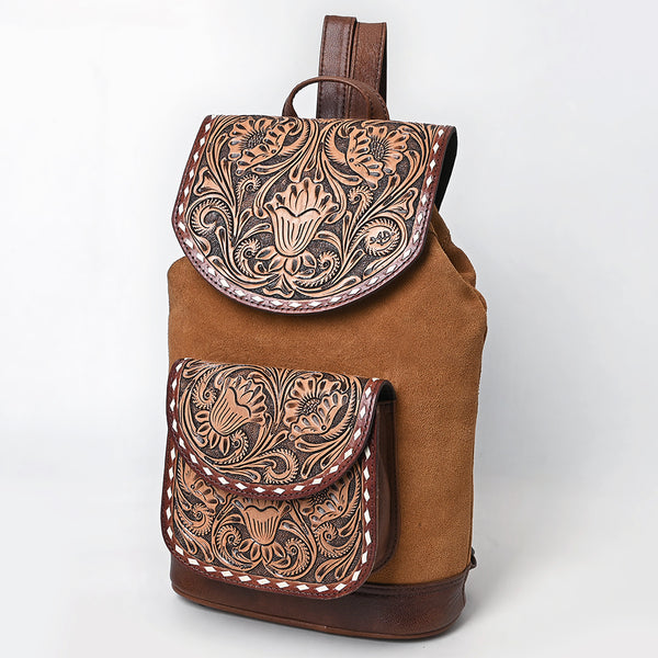 ADBG1498 American Darling Hand-Tooled Leather Backpack Bag | Western Full-Grain Artisan Pack