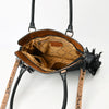 ADBG1500 American Darling Black Western Leather Tote Bag with Hand-Tooled Floral Panel & Fringe Accents