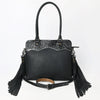 ADBG1501 American Leather Western Leather Tote Bag with Hand-Tooled Floral Panel & Fringe Details