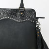 ADBG1501 American Leather Western Leather Tote Bag with Hand-Tooled Floral Panel & Fringe Details