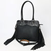 ADBG1501 American Leather Western Leather Tote Bag with Hand-Tooled Floral Panel & Fringe Details