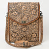 ADBG1505 American Darling Western Leather Small Cross Body Bag with Hand-Tooled Floral Carving