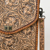 ADBG1505 American Darling Western Leather Small Cross Body Bag with Hand-Tooled Floral Carving