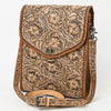 ADBG1505 American Darling Western Leather Small Cross Body Bag with Hand-Tooled Floral Carving