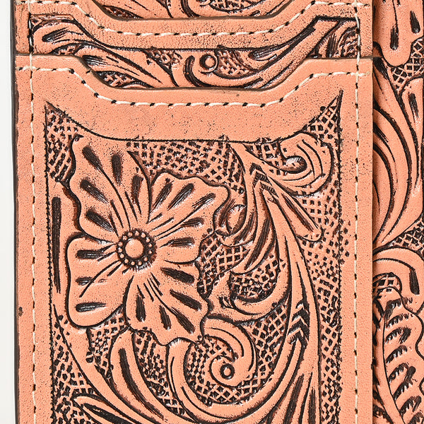 ADBG1506 American Darling Western Leather Card Holder Bag with Hand-Tooled Floral Carved Detail