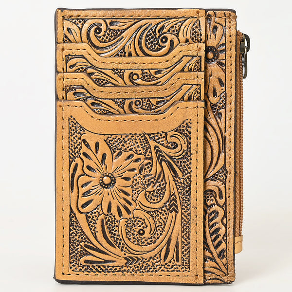 ADBG1506 American Darling Western Leather Card Holder Bag with Hand-Tooled Floral Carved Detail
