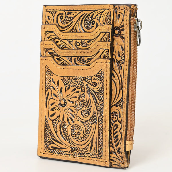 ADBG1506 American Darling Western Leather Card Holder Bag with Hand-Tooled Floral Carved Detail