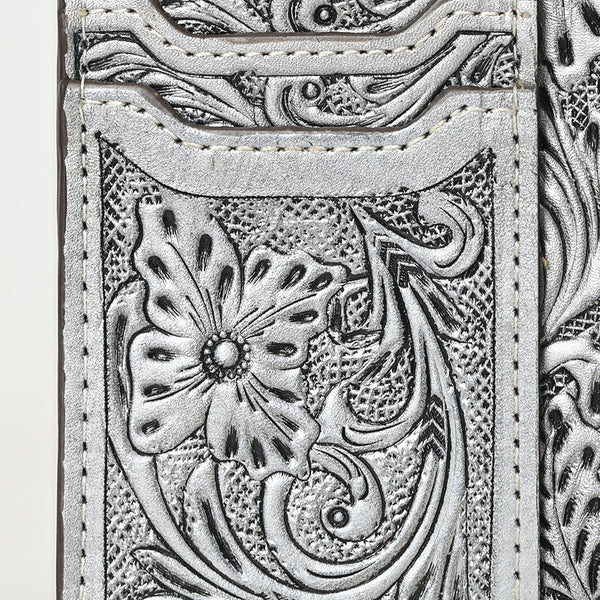 ADBG1506 American Darling Western Leather Card Holder Bag with Hand-Tooled Floral Carved Detail