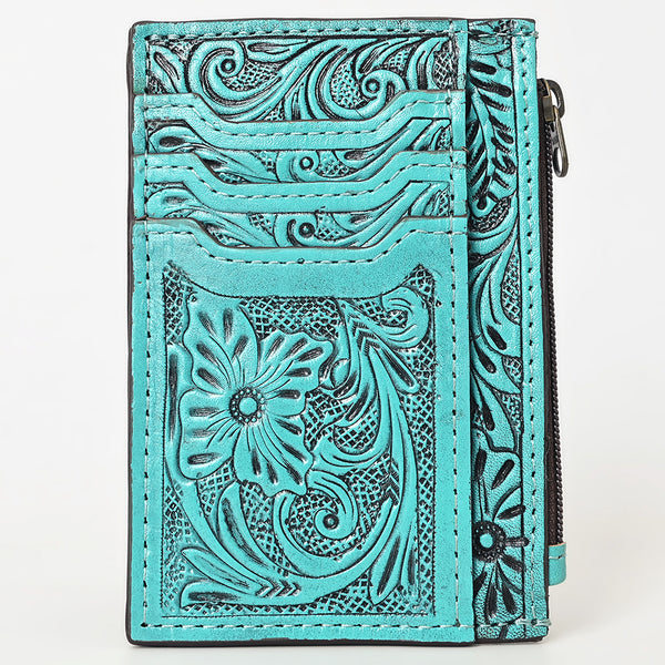 ADBG1506 American Darling Western Leather Card Holder Bag with Hand-Tooled Floral Carved Detail