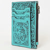 ADBG1506 American Darling Western Leather Card Holder Bag with Hand-Tooled Floral Carved Detail