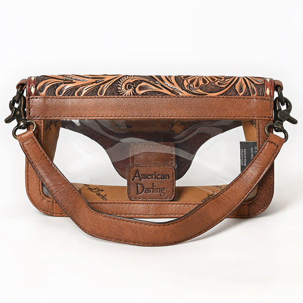 ADBG1507 American Darling Hand-Tooled Western Leather Clear Bag Genuine Tooled Floral Crossbody