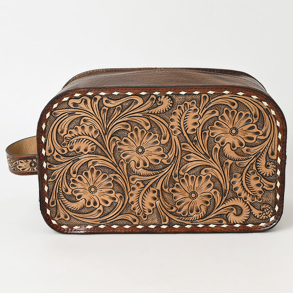 ADBG1509 American Darling Hand-Tooled Western Leather Toiletry Bag Genuine Floral Carved Travel Case