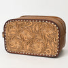 ADBG1509 American Darling Hand-Tooled Western Leather Toiletry Bag Genuine Floral Carved Travel Case