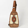 ADBG1510 American Darling Western Leather Sling Bag with Hand-Tooled Floral & Saddle Blanket Panel