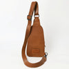 ADBG1510 American Darling Western Leather Sling Bag with Hand-Tooled Floral & Saddle Blanket Panel