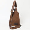 ADBG1510 American Darling Western Leather Sling Bag with Hand-Tooled Floral & Saddle Blanket Panel