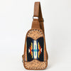 ADBG1510 American Darling Western Leather Sling Bag with Hand-Tooled Floral & Saddle Blanket Panel