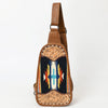ADBG1510 American Darling Western Leather Sling Bag with Hand-Tooled Floral & Saddle Blanket Panel
