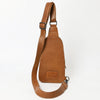 ADBG1510 American Darling Western Leather Sling Bag with Hand-Tooled Floral & Saddle Blanket Panel
