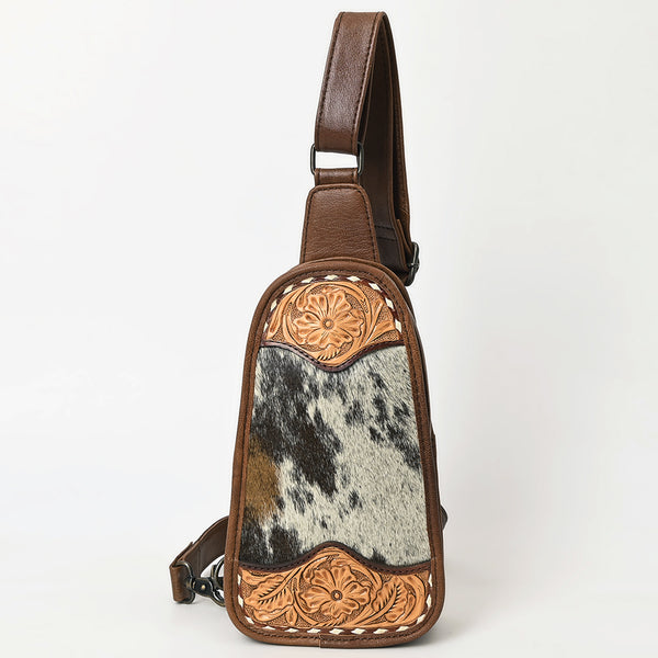 ADBG1510E American Dalring Hair-On Cowhide Western Leather Sling Bag Hand-Tooled Genuine Leather Crossbody