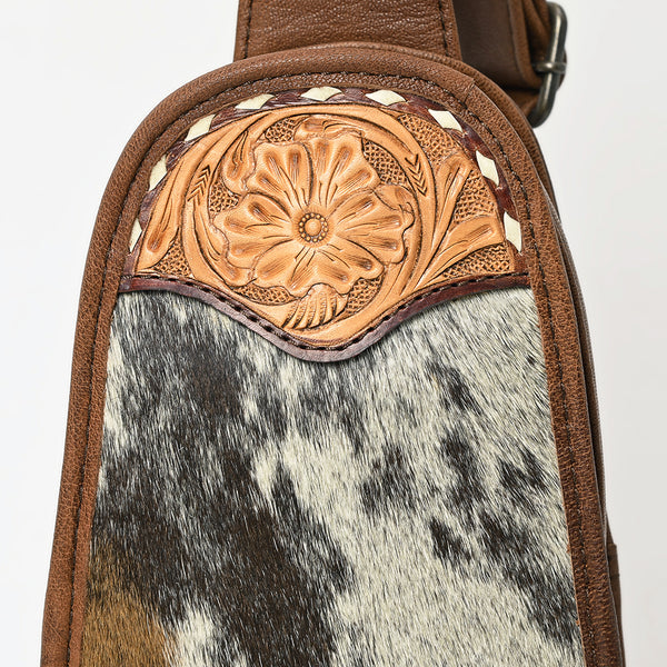 ADBG1510E American Dalring Hair-On Cowhide Western Leather Sling Bag Hand-Tooled Genuine Leather Crossbody