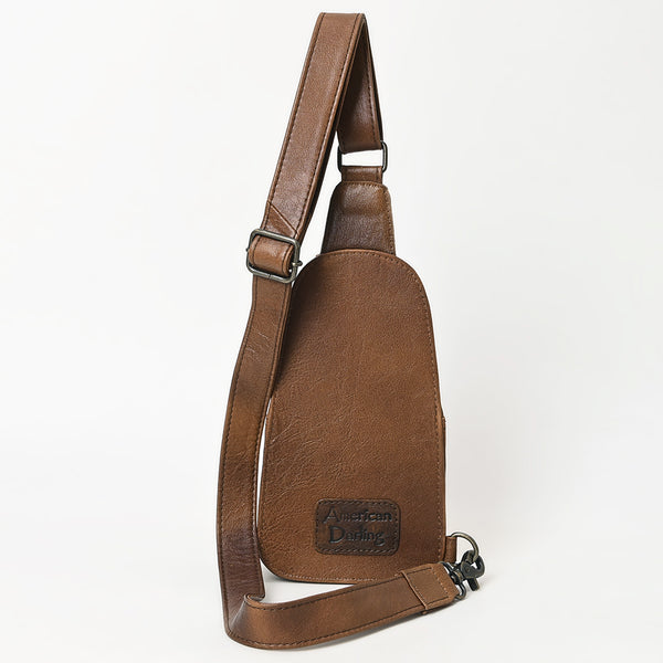 ADBG1510E American Dalring Hair-On Cowhide Western Leather Sling Bag Hand-Tooled Genuine Leather Crossbody