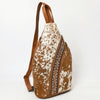 ADBG1513 American Darling Western Leather Sling Bag with Hair-On Cowhide & Hand-Tooled Accents
