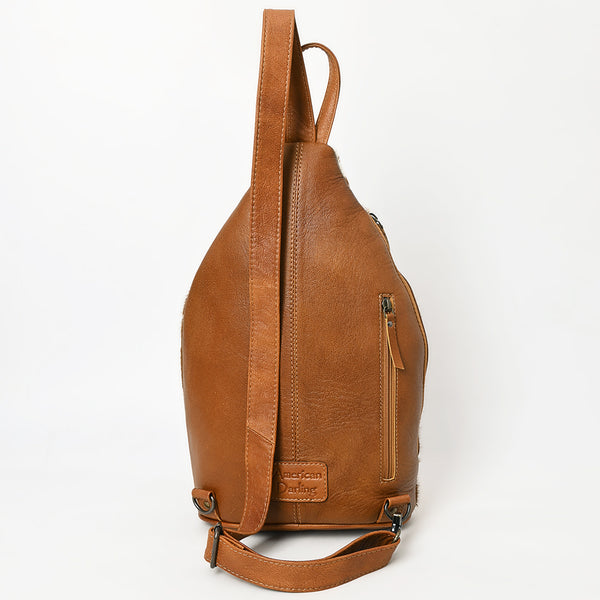 ADBG1513 American Darling Western Leather Sling Bag with Hair-On Cowhide & Hand-Tooled Accents