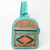 ADBG1515 American Darling Western Leather Backpack Bag with Hand-Tooled Details & Woven Saddle Blanket