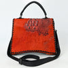ADBG1516 American Darling Western Leather Messenger Bag with Hair-On Cowhide & Crocodile-Embossed Detailing