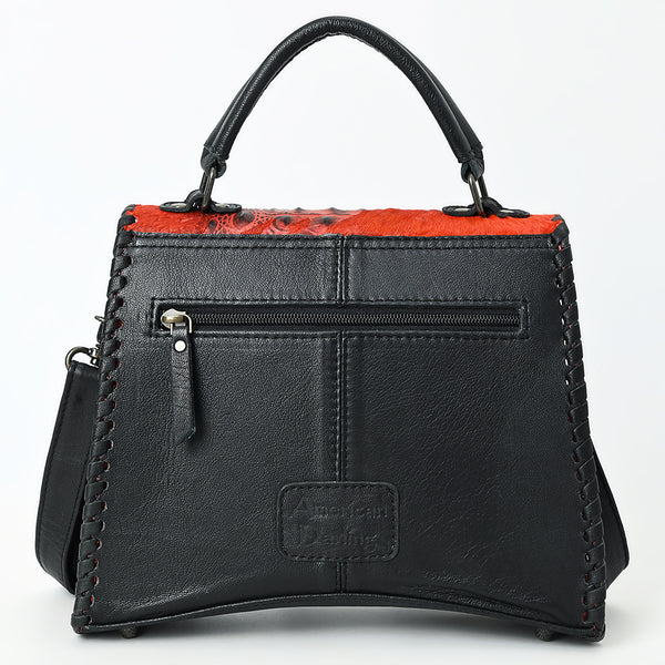ADBG1516 American Darling Western Leather Messenger Bag with Hair-On Cowhide & Crocodile-Embossed Detailing