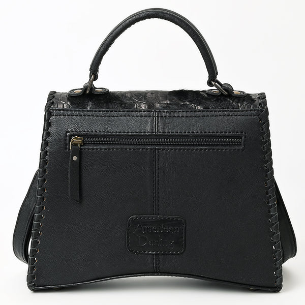 ADBG1516 American Darling Western Leather Messenger Bag with Hair-On Cowhide & Crocodile-Embossed Detailing