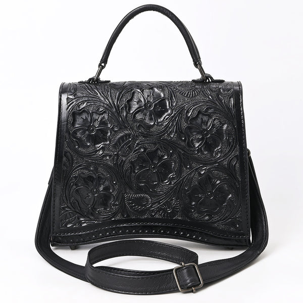 ADBG1517 American Darling Western Leather Messenger Bag with Hand-Tooled Floral Detailing