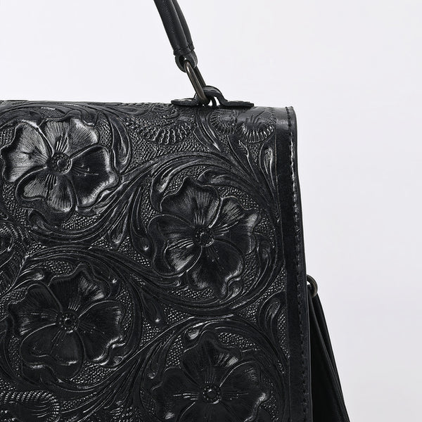 ADBG1517 American Darling Western Leather Messenger Bag with Hand-Tooled Floral Detailing