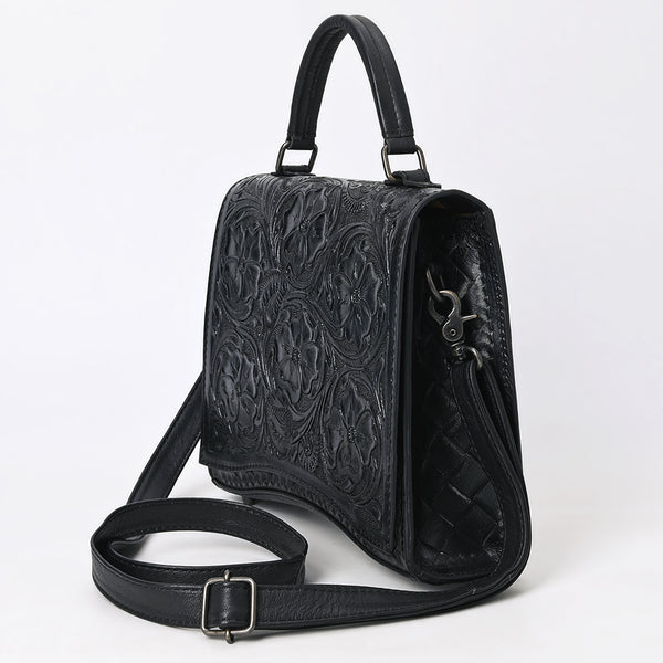 ADBG1517 American Darling Western Leather Messenger Bag with Hand-Tooled Floral Detailing