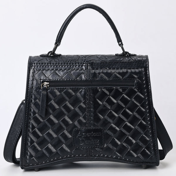 ADBG1517 American Darling Western Leather Messenger Bag with Hand-Tooled Floral Detailing