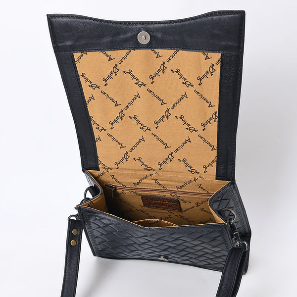 ADBG1517 American Darling Western Leather Messenger Bag with Hand-Tooled Floral Detailing
