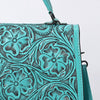 ADBG1517 American Darling Western Leather Messenger Bag with Hand-Tooled Floral Detailing