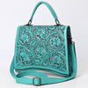 ADBG1517 American Darling Western Leather Messenger Bag with Hand-Tooled Floral Detailing