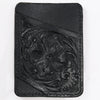 ADCCG108A Hand-Tooled Black Leather Card Holder - Western Floral Slim Vertical Wallet