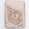 ADCCG108 Hand-Tooled Leather Card Holder - Western Floral Slim Vertical Wallet