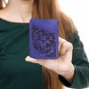 ADCCG108 Hand-Tooled Leather Card Holder - Western Floral Slim Vertical Wallet